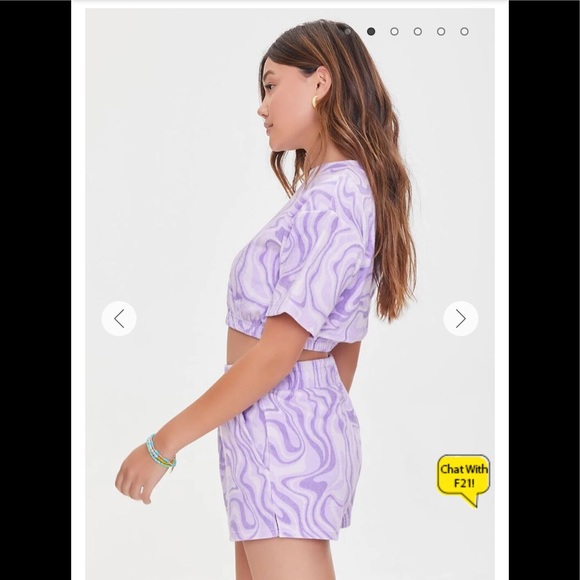 Forever21 Marble Print Crop Top & Short Set - Picture 2 of 4